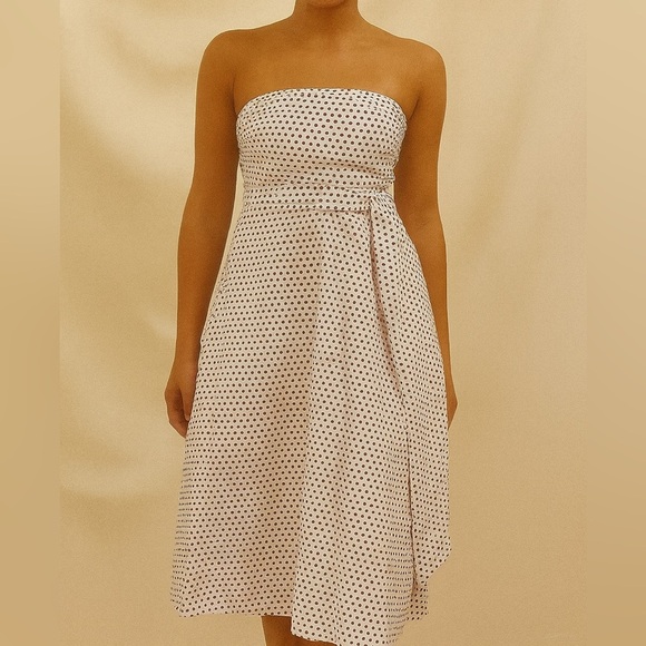J. Crew Strapless White Dress with Red Dots - Picture 1 of 5